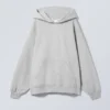 Oversized-Kapuzenpullover aus schwerem Stoff – Hellgrau meliert Oversized-Kapuzenpullover aus schwerem Stoff – Hellgrau meliert