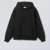Oversized-Kapuzenpullover aus schwerem Stoff – Schwarz