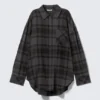 Oversized-Langarm-Hemd aus Baumwolle – kariert, dunkelgrau Oversized-Langarm-Hemd aus Baumwolle – kariert, dunkelgrau