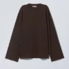 Oversized-Langarmshirt – Dunkelbraun Oversized-Langarmshirt – Dunkelbraun