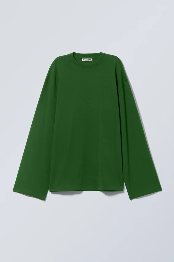 Oversized-Langarmshirt – Dunkelgrün Oversized-Langarmshirt – Dunkelgrün