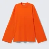 Oversized-Langarmshirt – Leuchtendes Orange