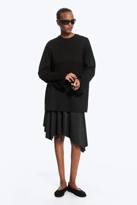 Oversized-Langarmshirt – Schwarz Oversized-Langarmshirt – Schwarz