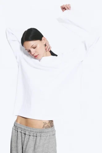 Oversized-Langarmshirt – Weiß