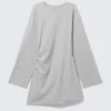 Oversized-Mini-Kleid mit langen Ärmeln – Grau meliert Oversized-Mini-Kleid mit langen Ärmeln – Grau meliert