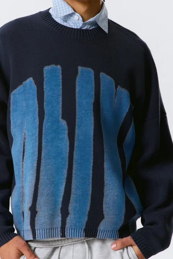 Oversized-Pullover aus Baumwolle mit Print – Marineblau – Alive Oversized-Pullover aus Baumwolle mit Print – Marineblau – Alive