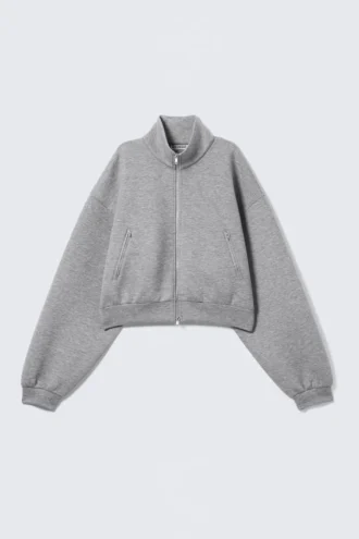 Oversized-Scuba-Jacke mit Reißverschluss – Grau meliert
