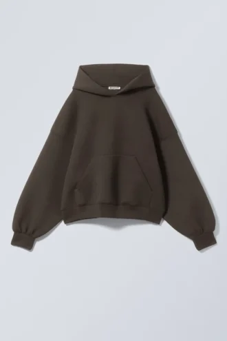 Oversized-Scuba-Kapuzenpullover – Dunkelbraun