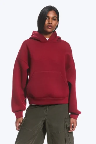 Oversized-Scuba-Kapuzenpullover – Dunkelrot