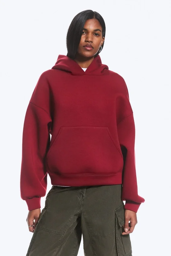 Oversized-Scuba-Kapuzenpullover – Dunkelrot Oversized-Scuba-Kapuzenpullover – Dunkelrot