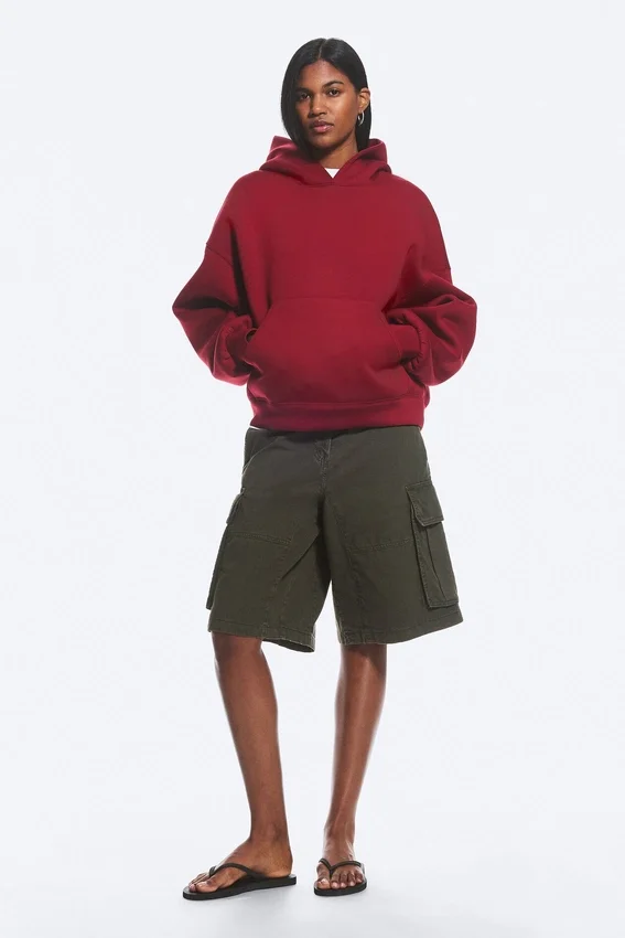 Oversized-Scuba-Kapuzenpullover – Dunkelrot Oversized-Scuba-Kapuzenpullover – Dunkelrot