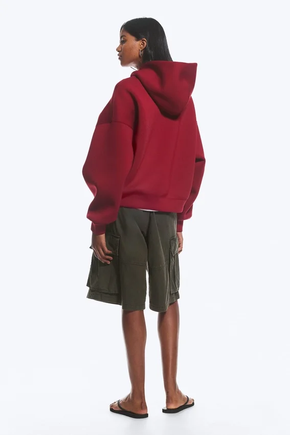 Oversized-Scuba-Kapuzenpullover – Dunkelrot Oversized-Scuba-Kapuzenpullover – Dunkelrot