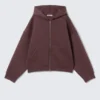 Oversized-Scuba-Kapuzenpullover mit Reißverschluss – Burgunderrot Oversized-Scuba-Kapuzenpullover mit Reißverschluss – Burgunderrot