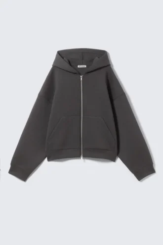 Oversized-Scuba-Kapuzenpullover mit Reißverschluss – Dunkelgrau Oversized-Scuba-Kapuzenpullover mit Reißverschluss – Dunkelgrau