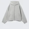 Oversized-Scuba-Kapuzenpullover mit Reißverschluss – Grau meliert Oversized-Scuba-Kapuzenpullover mit Reißverschluss – Grau meliert