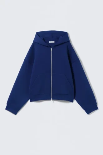 Oversized-Scuba-Kapuzenpullover mit Reißverschluss – Kobaltblau Oversized-Scuba-Kapuzenpullover mit Reißverschluss – Kobaltblau