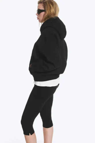 Oversized Scuba Zip-Kapuzenpullover – Schwarz