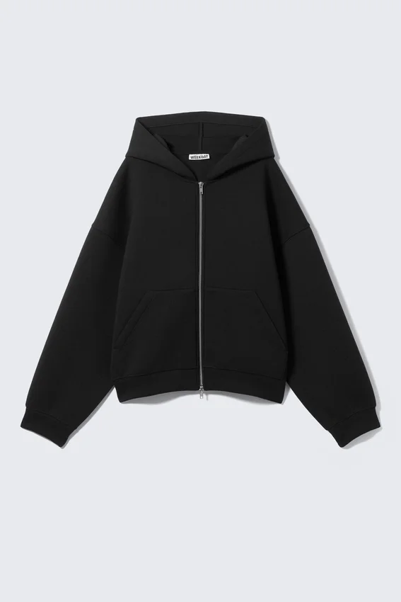 Oversized Scuba Zip-Kapuzenpullover – Schwarz Oversized Scuba Zip-Kapuzenpullover – Schwarz