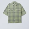 Oversized-Shirt mit kurzen Ärmeln und Karomuster – Staubgrünes Karomuster Oversized-Shirt mit kurzen Ärmeln und Karomuster – Staubgrünes Karomuster