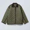 Oversized-Steppjacke – Dunkelkhaki-Grün