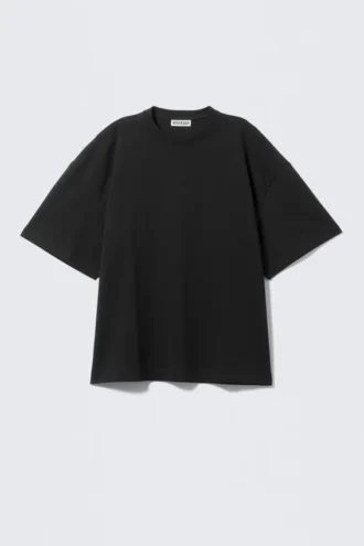 Oversized-T-Shirt aus Baumwolle mit kurzen Ärmeln – Schwarz