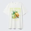 Oversized-T-Shirt aus Baumwolle mit Mit Print – Weiß – Fuzzy Oversized-T-Shirt aus Baumwolle mit Mit Print – Weiß – Fuzzy