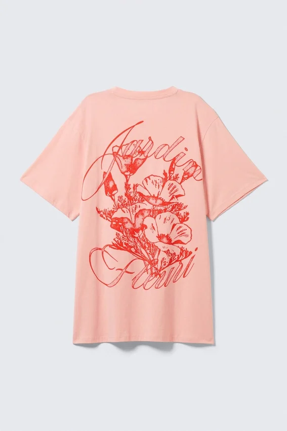 Oversized-T-Shirt aus Baumwolle mit Print – Hellrosa – Blumenmuster Oversized-T-Shirt aus Baumwolle mit Print – Hellrosa – Blumenmuster