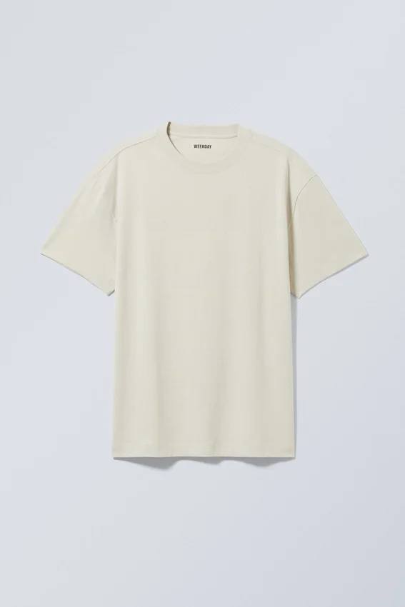 Oversized-T-Shirt aus schwerem Stoff – Beige Oversized-T-Shirt aus schwerem Stoff – Beige