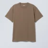 Oversized-T-Shirt aus schwerem Stoff – Dunkelbraun Oversized-T-Shirt aus schwerem Stoff – Dunkelbraun