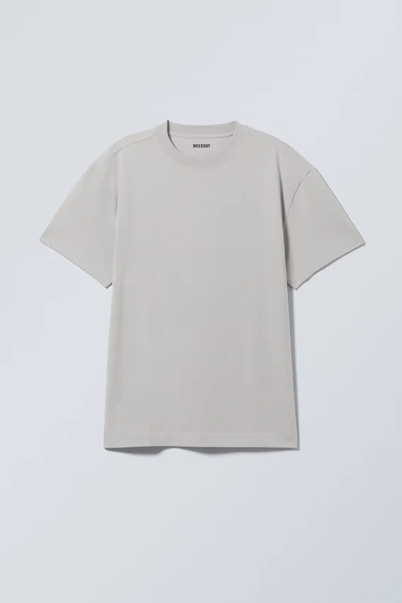 Oversized-T-Shirt aus schwerem Stoff – Hellgrau Oversized-T-Shirt aus schwerem Stoff – Hellgrau