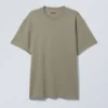 Oversized-T-Shirt aus schwerem Stoff – Khaki-Grün Oversized-T-Shirt aus schwerem Stoff – Khaki-Grün