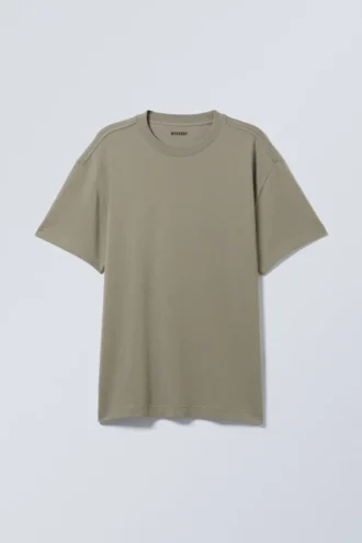 Oversized-T-Shirt aus schwerem Stoff – Khaki-Grün
