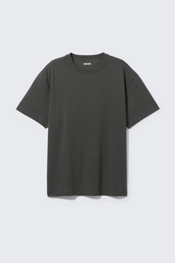 Oversized-T-Shirt aus schwerem Stoff – Off-Black Oversized-T-Shirt aus schwerem Stoff – Off-Black