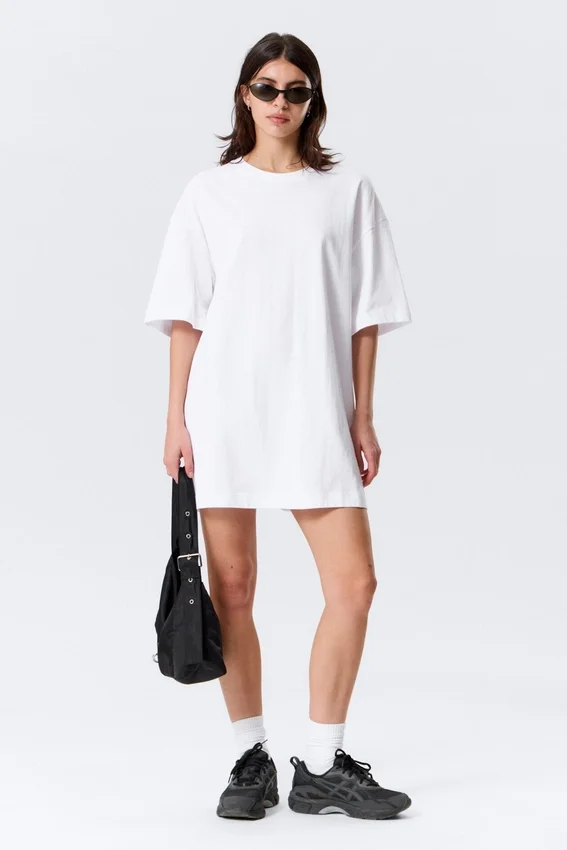 Oversized-T-Shirt-Kleid aus Baumwolle – Weiß Oversized-T-Shirt-Kleid aus Baumwolle – Weiß
