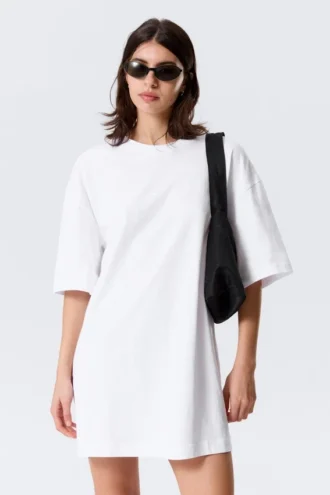 Oversized-T-Shirt-Kleid aus Baumwolle – Weiß
