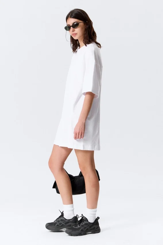 Oversized-T-Shirt-Kleid aus Baumwolle – Weiß Oversized-T-Shirt-Kleid aus Baumwolle – Weiß