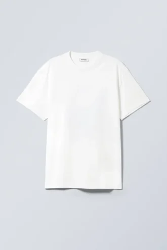 Oversized-T-Shirt mit Print – Weiß – Taubeblau