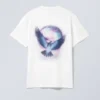 Oversized-T-Shirt mit Print – Weiß – Taubeblau