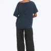 Oversized-T-Shirt mit U-Boot-Ausschnitt – Dunkelblau Oversized-T-Shirt mit U-Boot-Ausschnitt – Dunkelblau