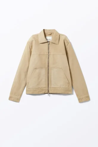 Oxford-Jacke mit Zwei-Wege-Reißverschluss – Dusty Beige