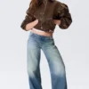 Paz Low-Rise-Jeans ohne Bund mit weitem Bein – Blue Horses – Mittelblau Paz Low-Rise-Jeans ohne Bund mit weitem Bein – Blue Horses – Mittelblau