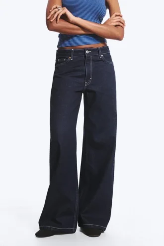 Paz Mid Rise Wide Jeans – Blue Rinse – Dunkelblau