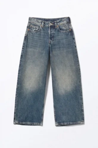 Peggy – Jeans mit niedriger Taille und weitem, baggy Beinschnitt – Desert Blue – Medium Blue