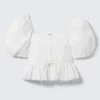 Peplum-Bluse aus Baumwollpopeline – Weiß Peplum-Bluse aus Baumwollpopeline – Weiß