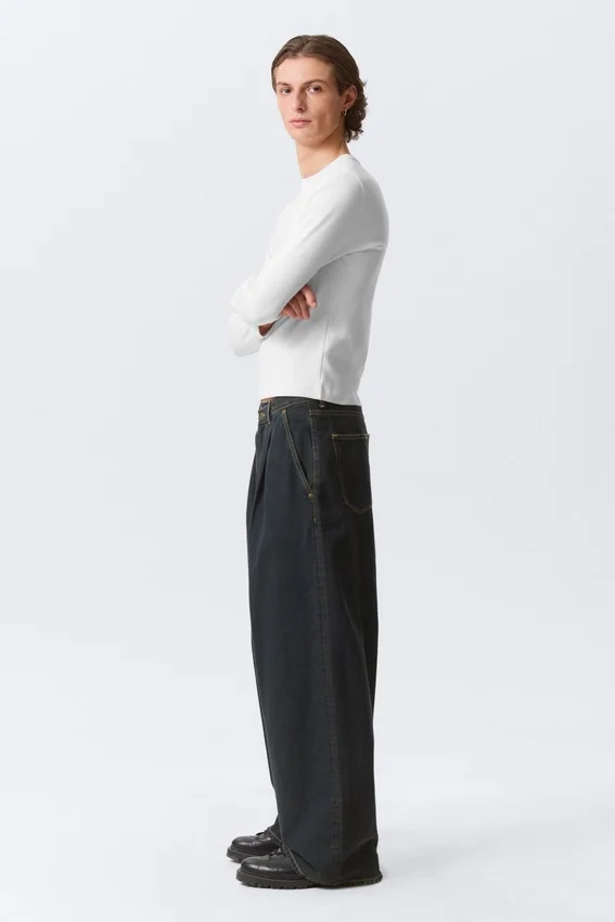 Pleated Loose Baggy Jeans – Emerald Rinse – Dunkelblau Pleated Loose Baggy Jeans – Emerald Rinse – Dunkelblau
