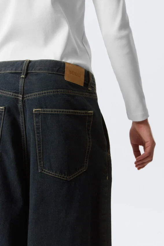 Pleated Loose Baggy Jeans – Emerald Rinse – Dunkelblau Pleated Loose Baggy Jeans – Emerald Rinse – Dunkelblau