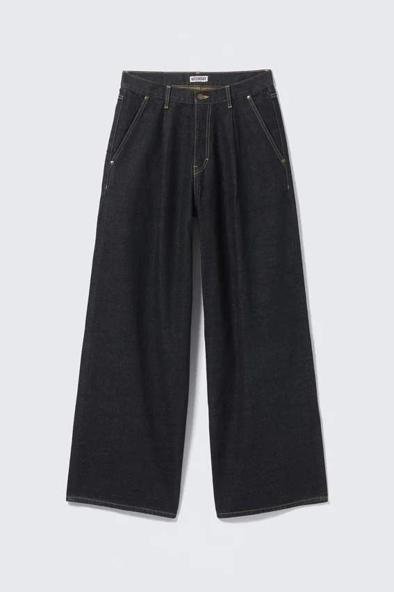 Pleated Loose Baggy Jeans – Emerald Rinse – Dunkelblau Pleated Loose Baggy Jeans – Emerald Rinse – Dunkelblau
