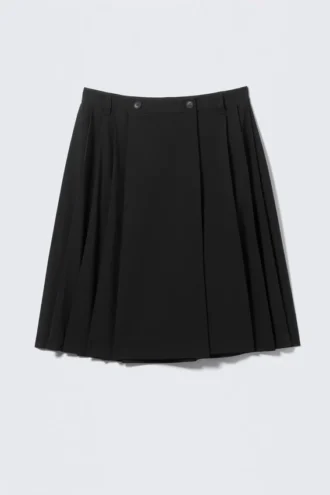 Plissierter Midirock – Schwarz
