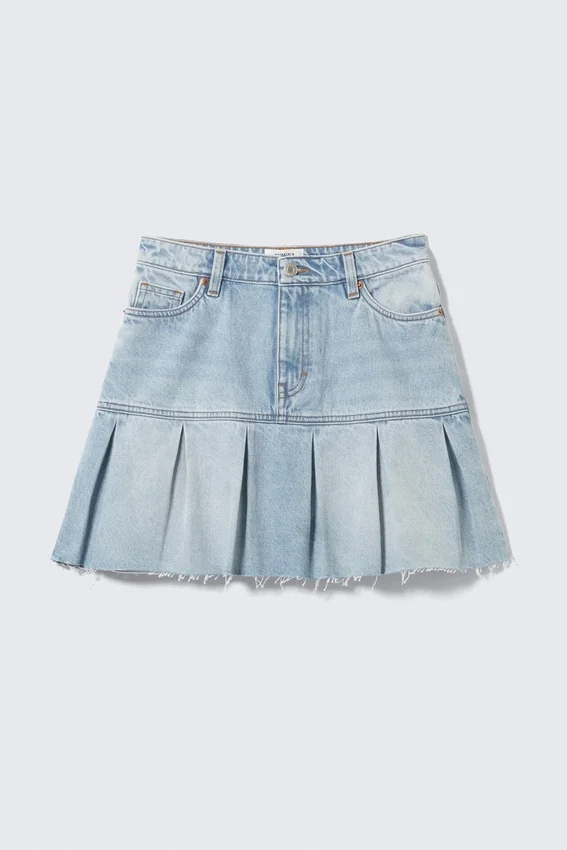 Plissierter Mini-Jeansrock – Fresh Blue – Hellblau Plissierter Mini-Jeansrock – Fresh Blue – Hellblau
