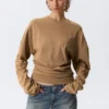 Plissiertes Langarmshirt – Dunkelbeige Plissiertes Langarmshirt – Dunkelbeige